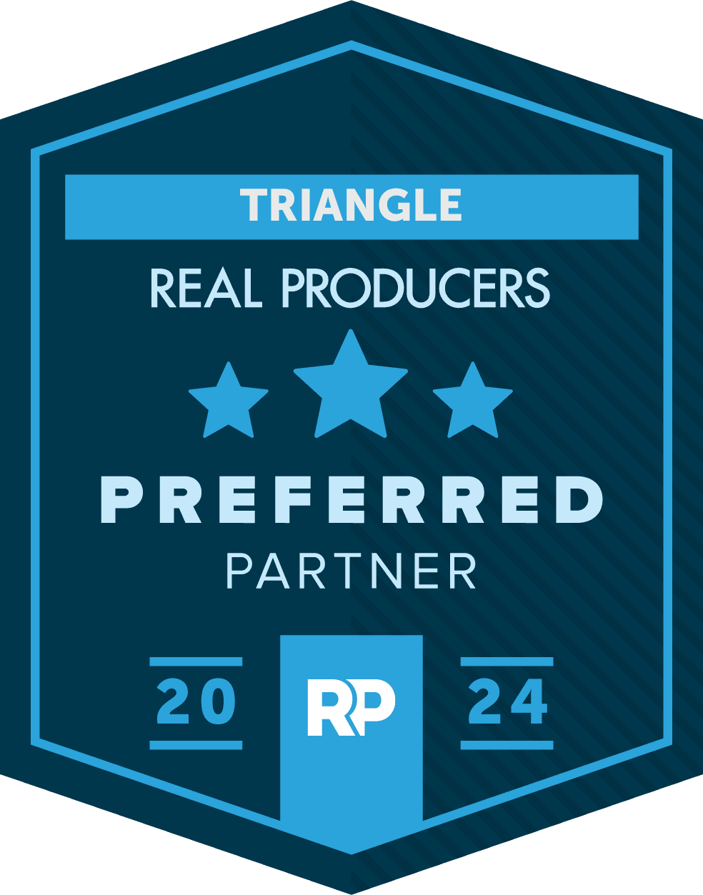 triangle real producers badge with starts preffered paint partner for 2024
