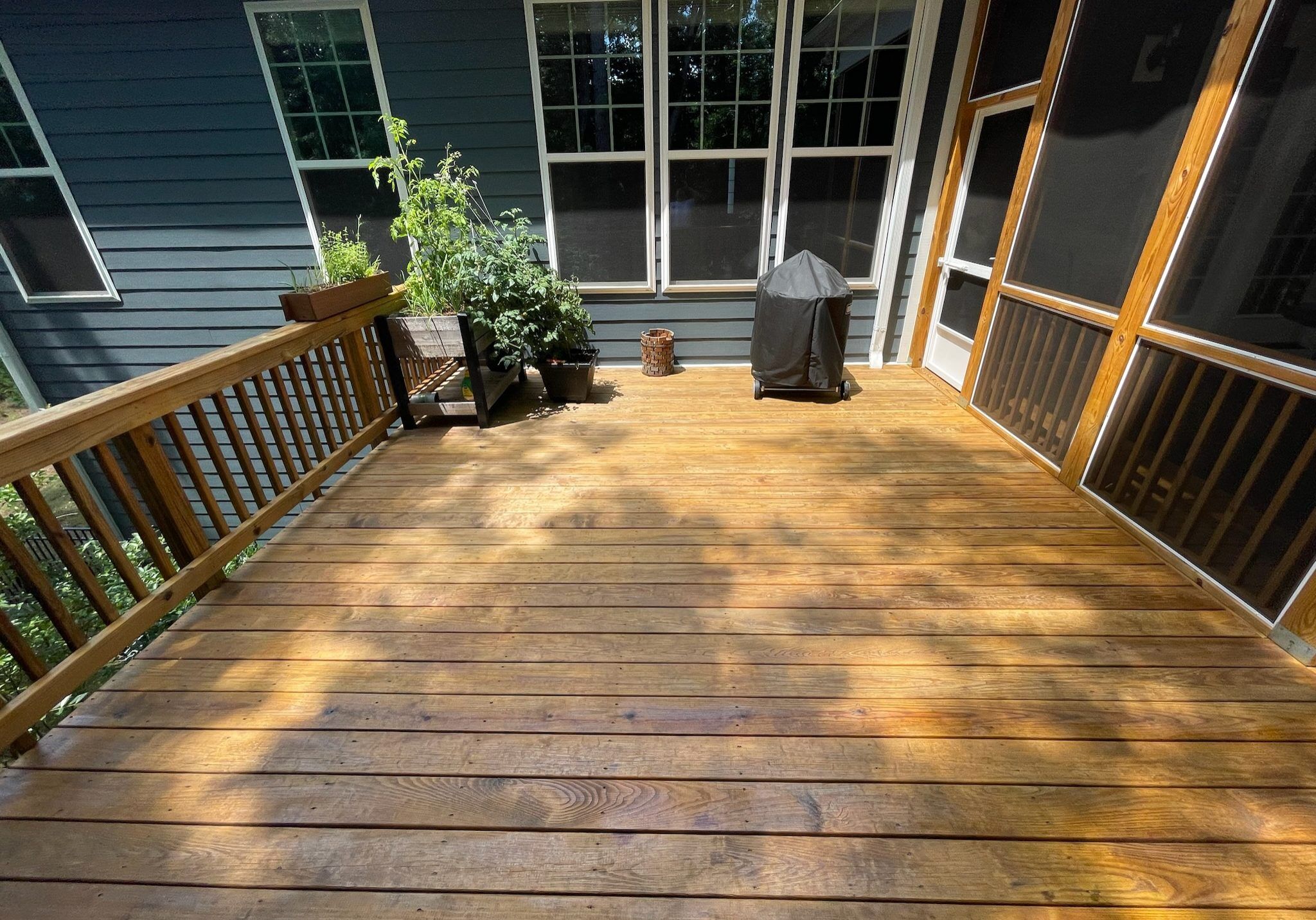 Pressure treated wood deck stained by oak city coatings in Raleigh, NC