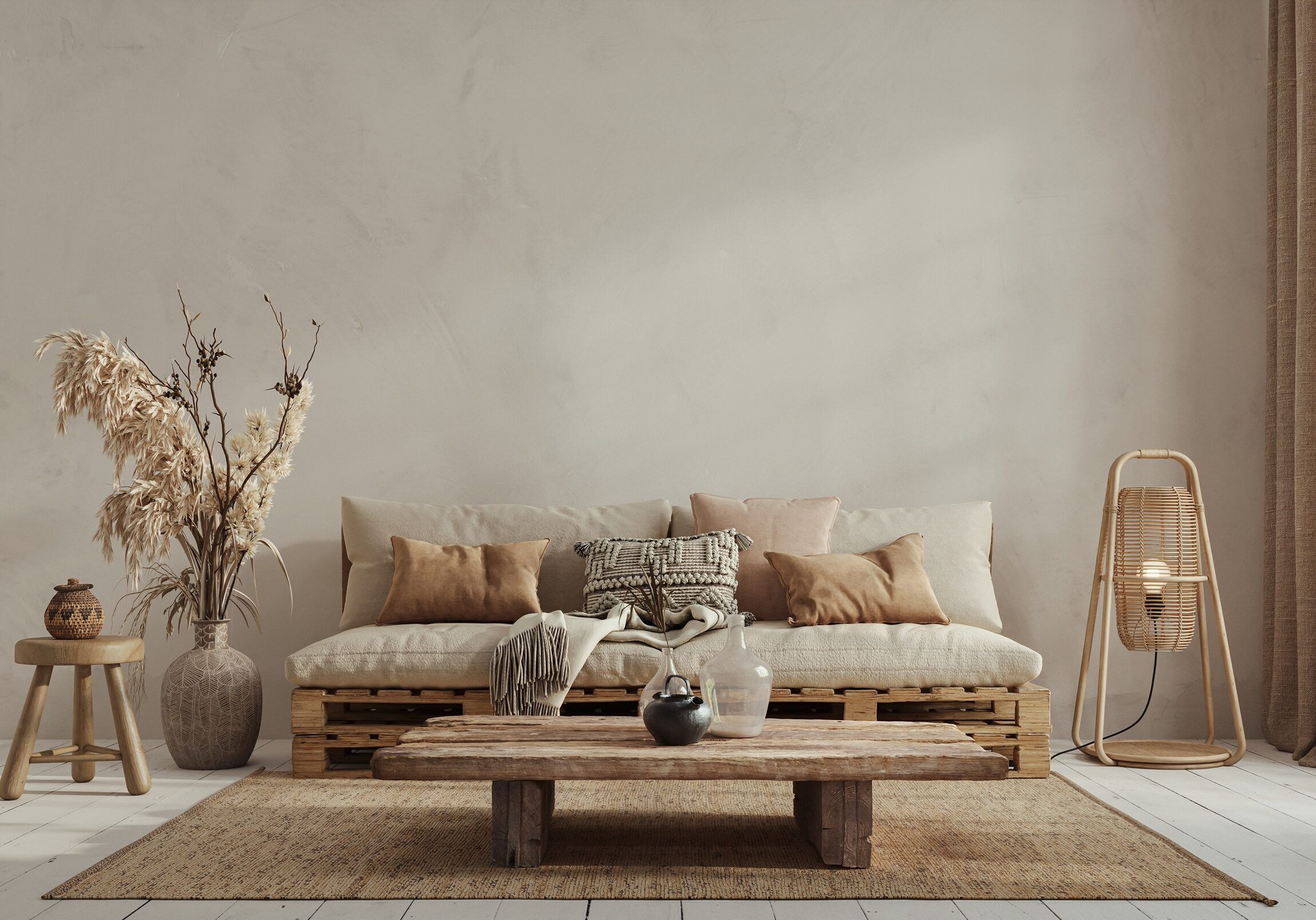 limwash living room wall with neutral accents